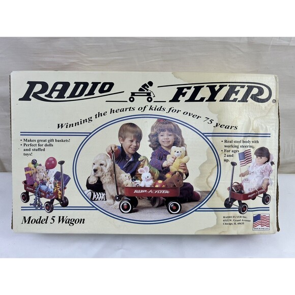 Radio Flyer‎ Model 5 Red Wagon Steel Body With Working Steering Made in USA - Picture 1 of 3